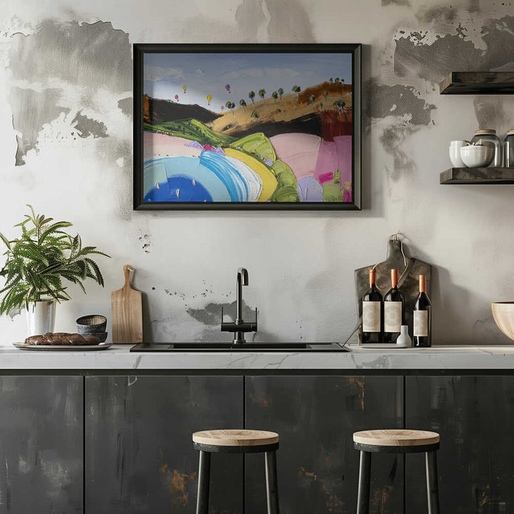 Lakeside Hot Air Balloons - Stretched Canvas, Poster or Fine Art Print by Angela Hawkey - I Heart Wall Art - Poster Print, Canvas Print or Framed Art Print