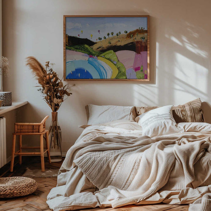 Lakeside Hot Air Balloons - Stretched Canvas, Poster or Fine Art Print by Angela Hawkey - I Heart Wall Art - Poster Print, Canvas Print or Framed Art Print
