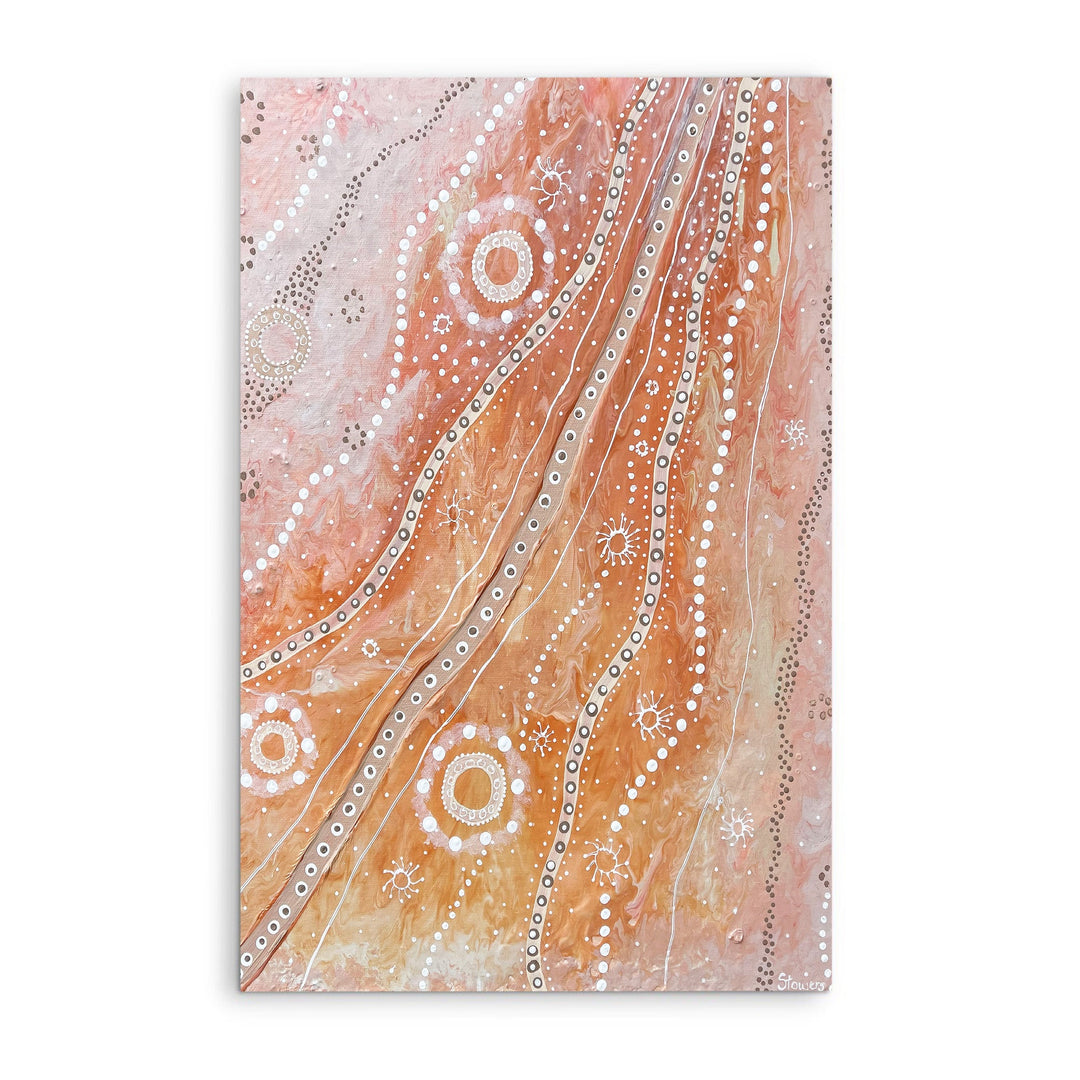 Land Sky -  Aboriginal Art Print by Holly Stowers - Canvas or Fine Art Print - Dot Painting I Heart Wall Art Australia