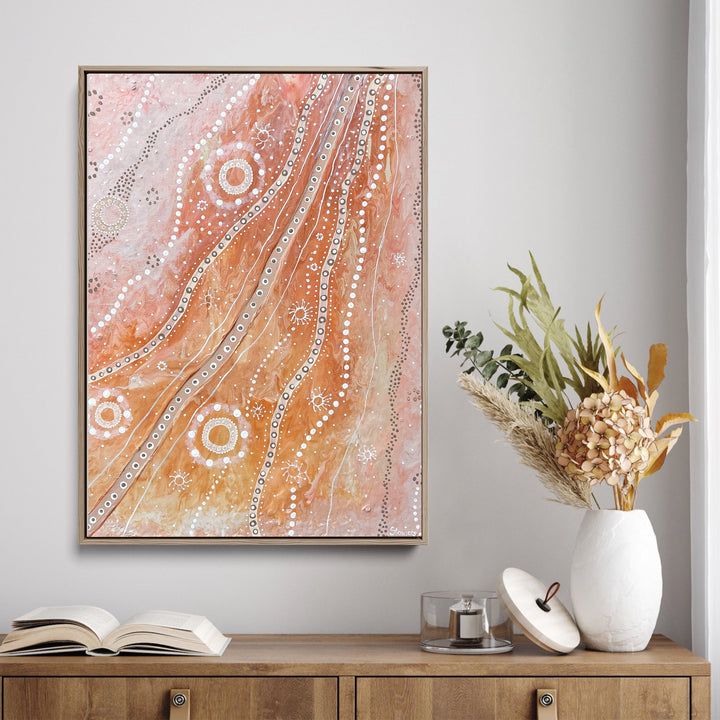 Land Sky -  Aboriginal Art Print by Holly Stowers - Canvas or Fine Art Print - Dot Painting I Heart Wall Art Australia