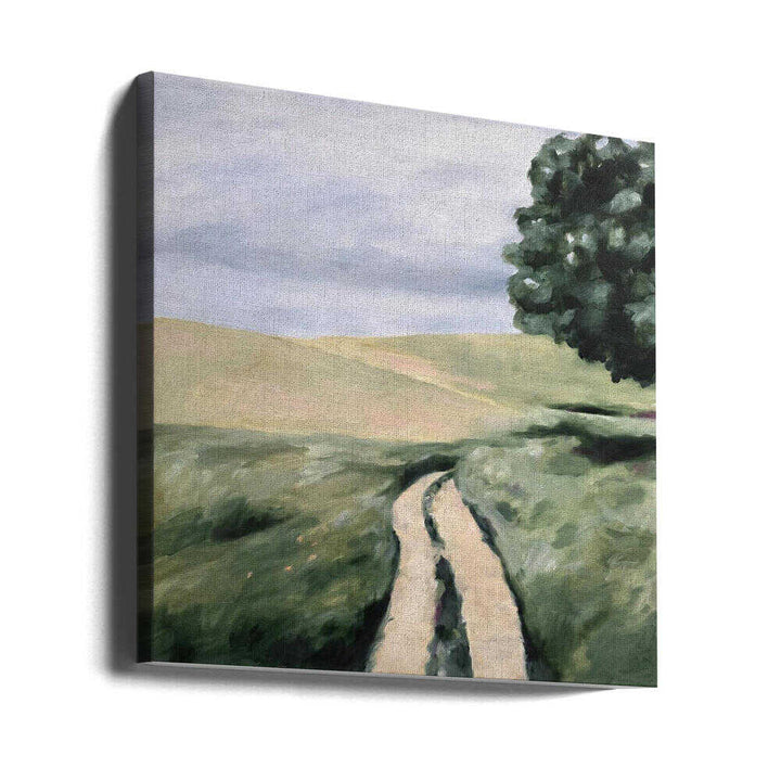 Large Oak By Path - Square Stretched Canvas, Poster or Fine Art Print - I Heart Wall Art - Poster Print, Canvas Print or Framed Art Print