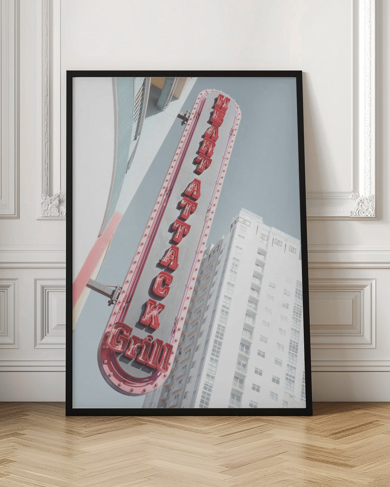 Las Vegas Neon Sign Grill Restaurant - Stretched Canvas, Poster or Fine Art Print I Heart Wall Art