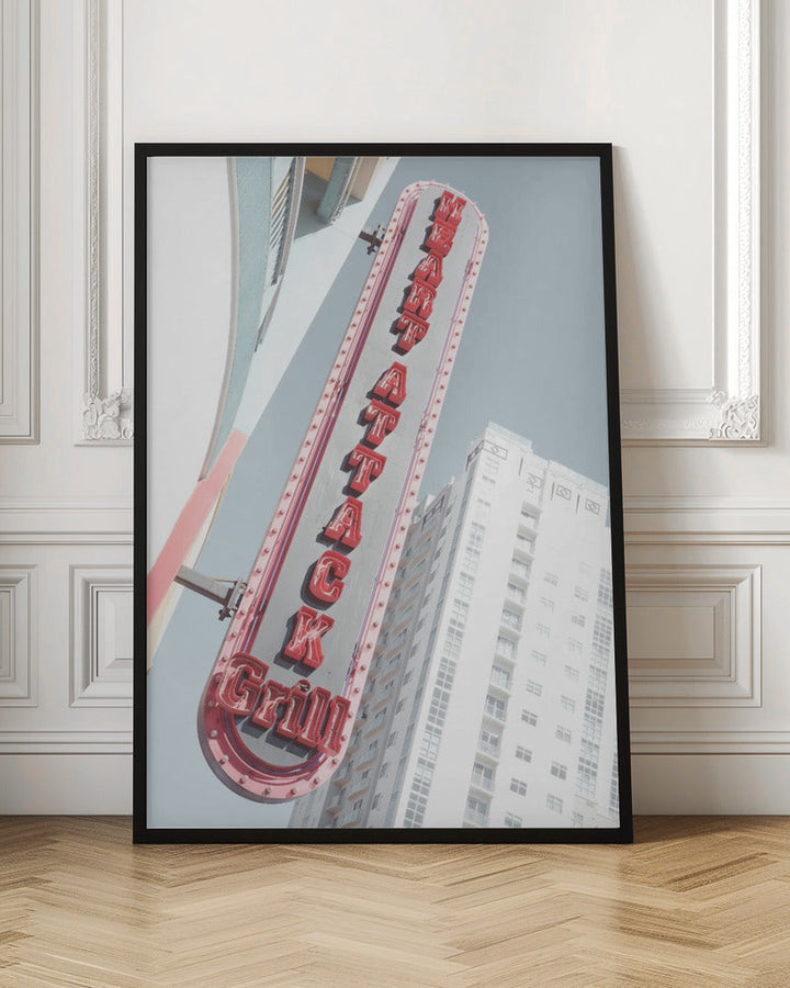 Las Vegas Neon Sign Grill Restaurant - Stretched Canvas, Poster or Fine Art Print I Heart Wall Art