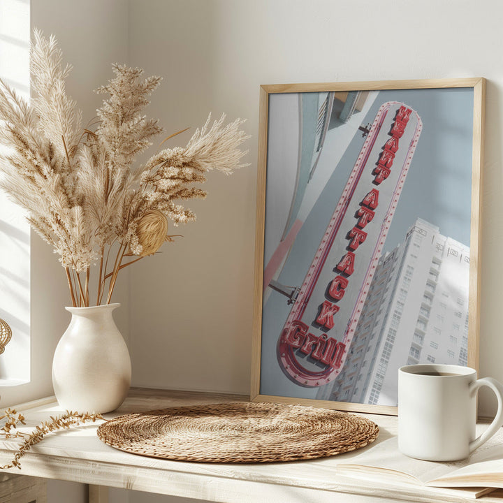 Las Vegas Neon Sign Grill Restaurant - Stretched Canvas, Poster or Fine Art Print I Heart Wall Art