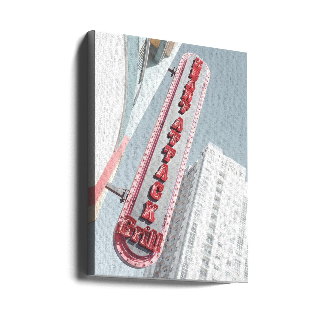 Las Vegas Neon Sign Grill Restaurant - Stretched Canvas, Poster or Fine Art Print I Heart Wall Art