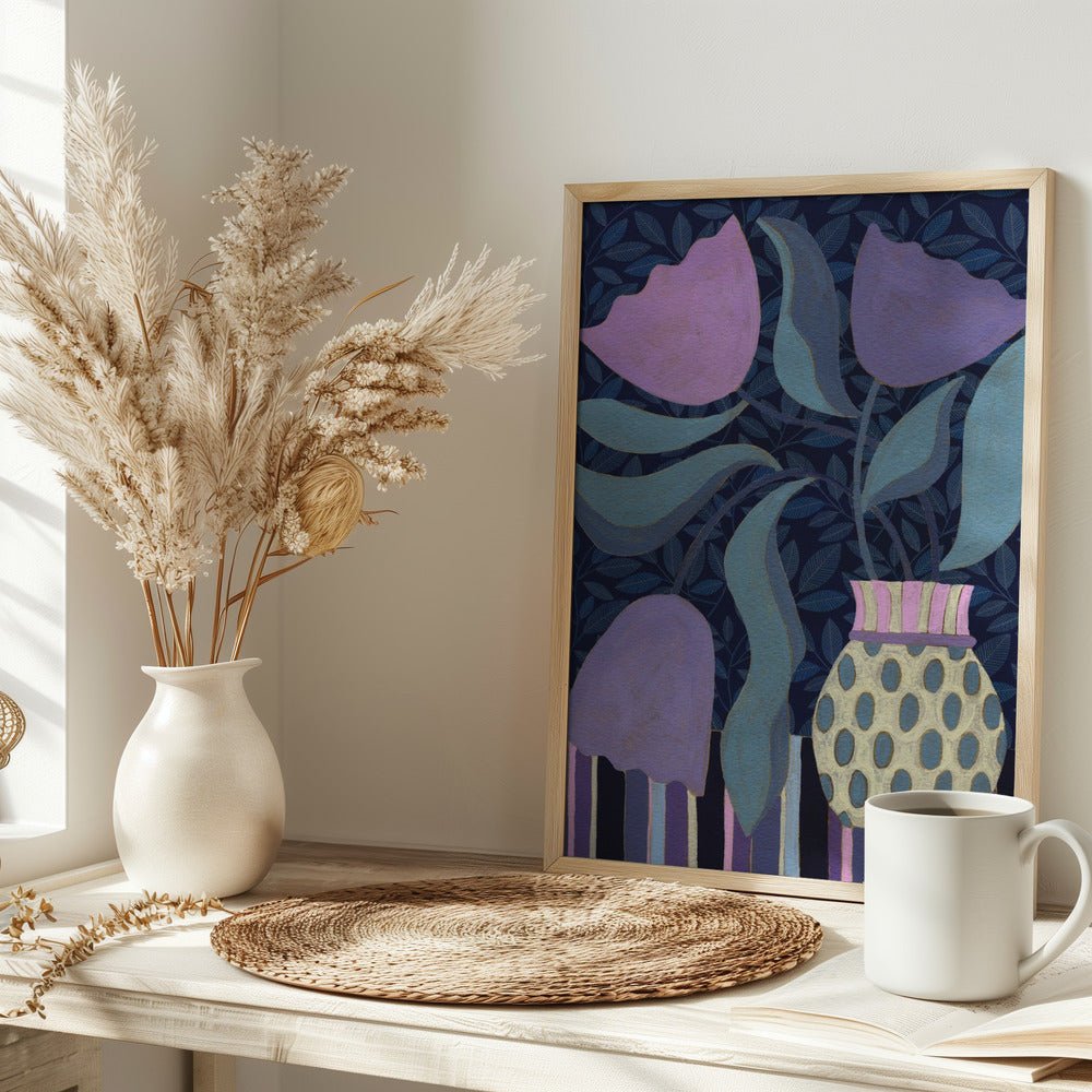 Lavender Tulip Still Life - Stretched Canvas, Poster or Fine Art Print - I Heart Wall Art - Poster Print, Canvas Print or Framed Art Print