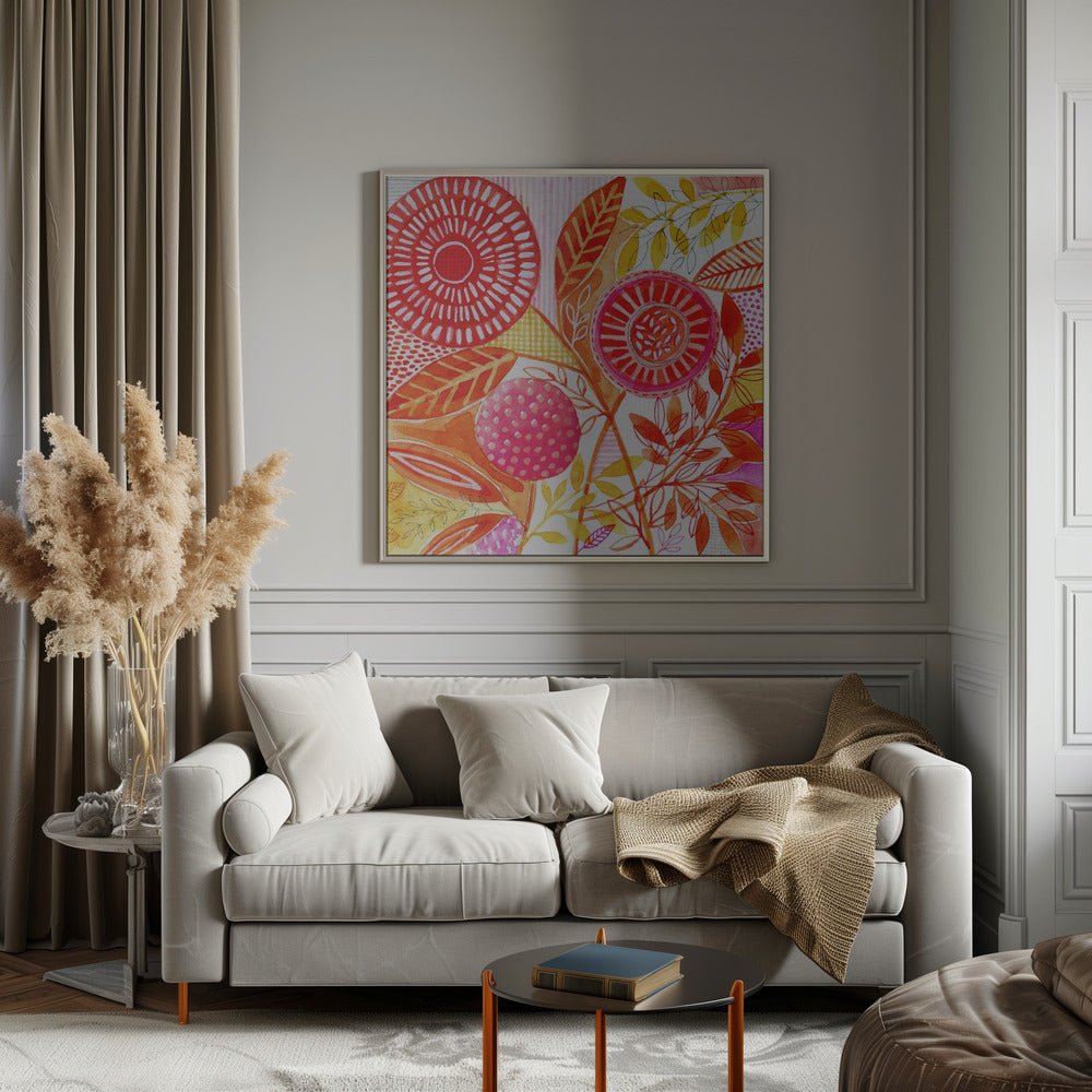 Layered Botanical Watercolour - Square Stretched Canvas, Poster or Fine Art Print - I Heart Wall Art - Poster Print, Canvas Print or Framed Art Print