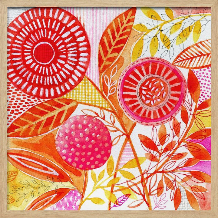 Layered Botanical Watercolour - Square Stretched Canvas, Poster or Fine Art Print - I Heart Wall Art - Poster Print, Canvas Print or Framed Art Print
