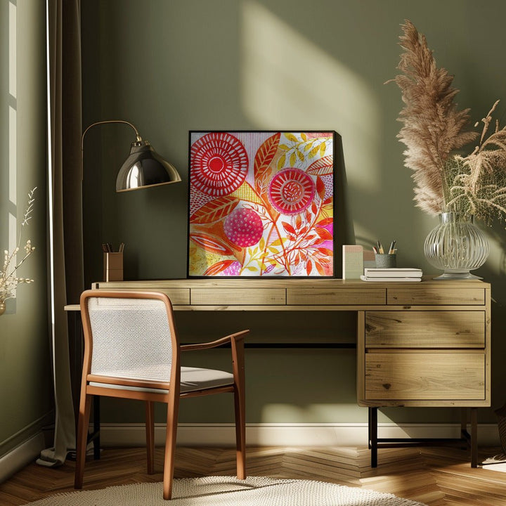 Layered Botanical Watercolour - Square Stretched Canvas, Poster or Fine Art Print - I Heart Wall Art - Poster Print, Canvas Print or Framed Art Print