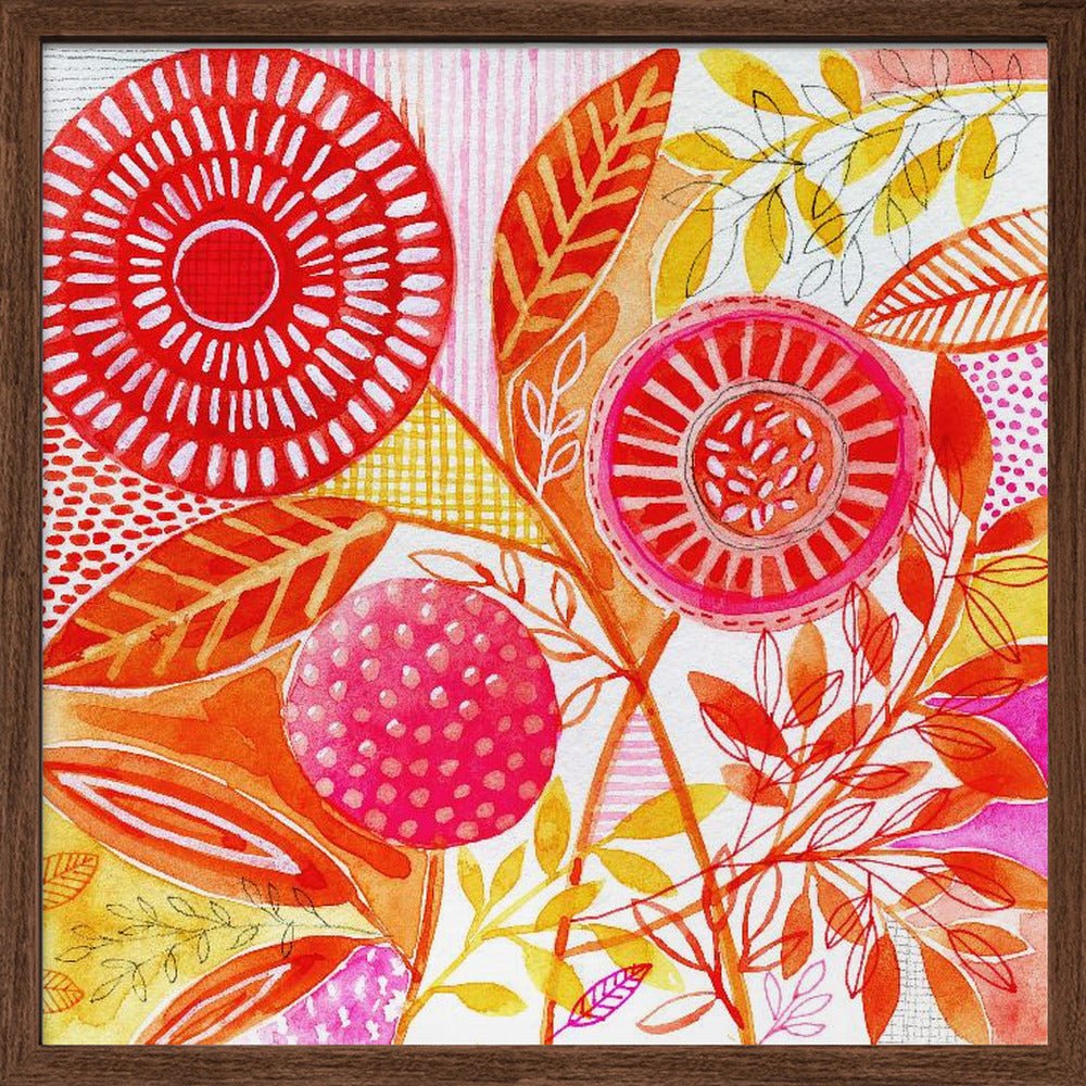 Layered Botanical Watercolour - Square Stretched Canvas, Poster or Fine Art Print - I Heart Wall Art - Poster Print, Canvas Print or Framed Art Print