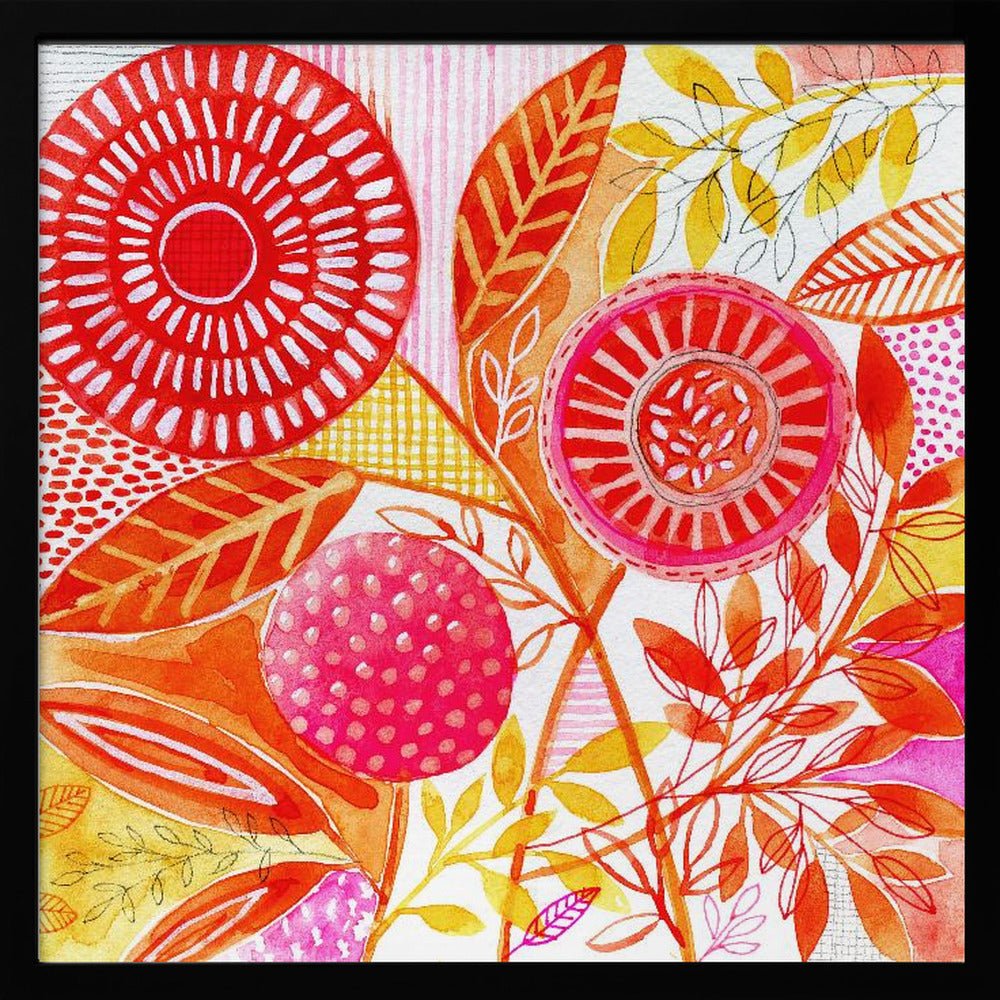 Layered Botanical Watercolour - Square Stretched Canvas, Poster or Fine Art Print - I Heart Wall Art - Poster Print, Canvas Print or Framed Art Print