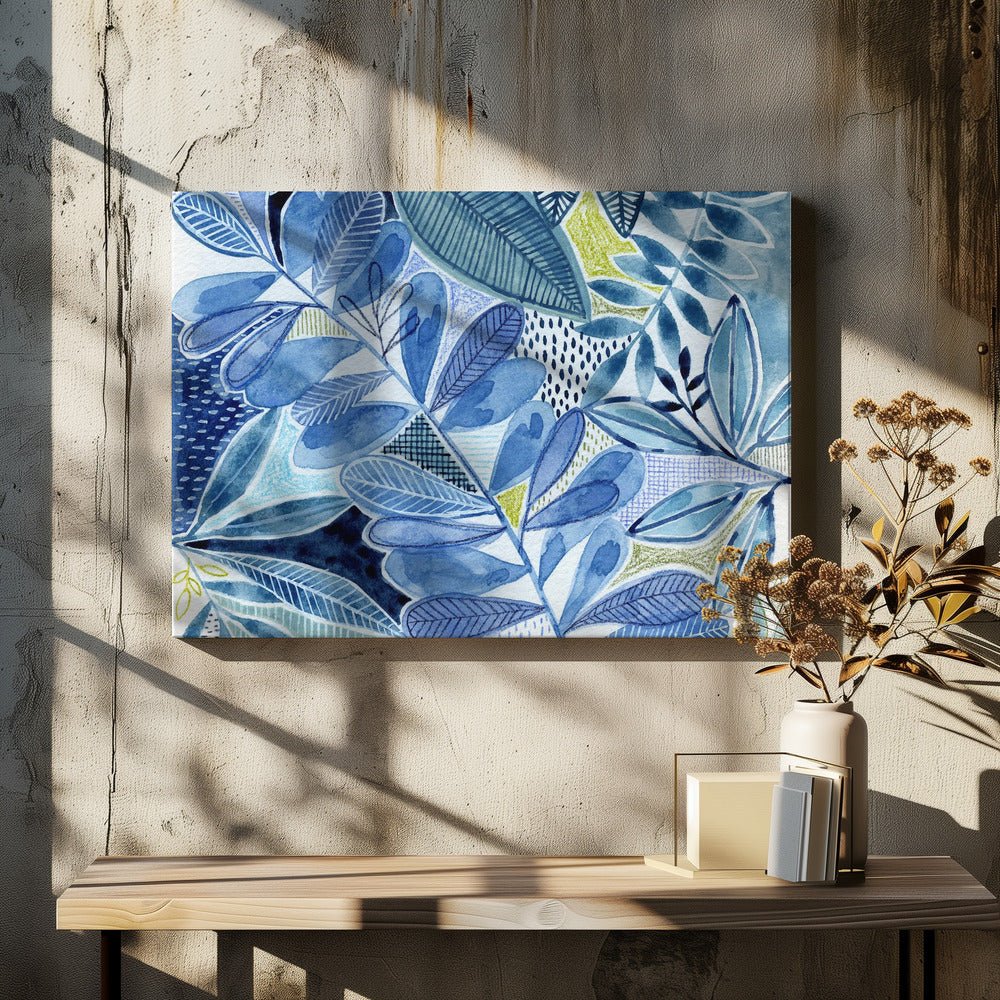 Layered Botanical Watercolour - Square Stretched Canvas, Poster or Fine Art Print - I Heart Wall Art - Poster Print, Canvas Print or Framed Art Print