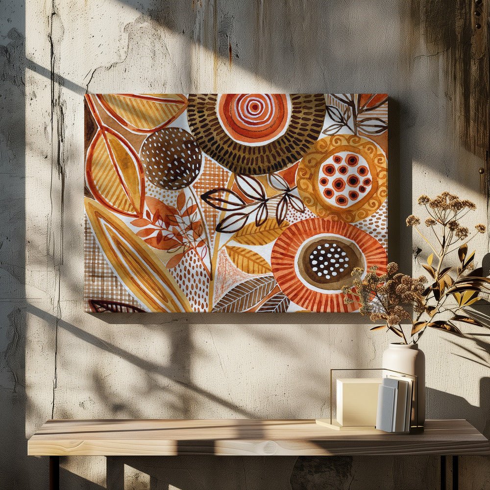 Layered Botanical Watercolour - Square Stretched Canvas, Poster or Fine Art Print - I Heart Wall Art - Poster Print, Canvas Print or Framed Art Print