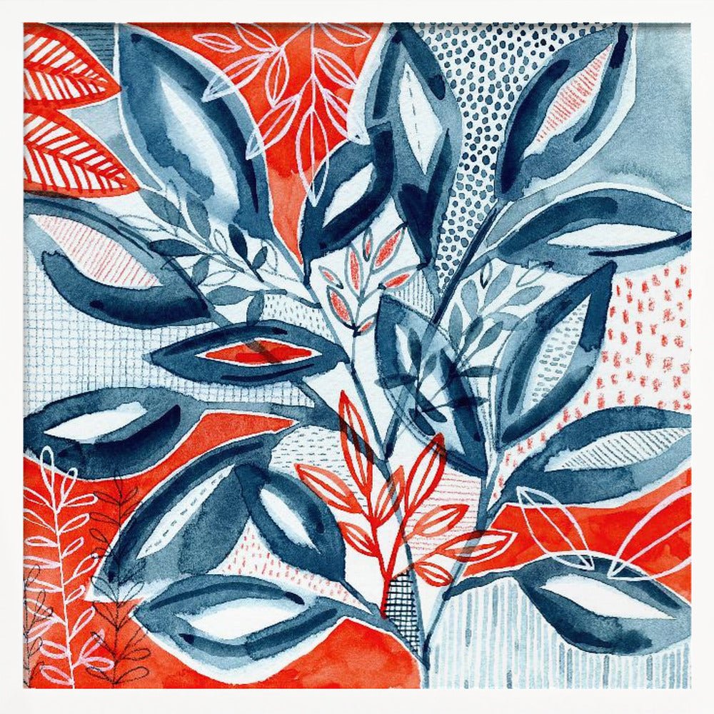 Layered Botanical Watercolour - Square Stretched Canvas, Poster or Fine Art Print - I Heart Wall Art - Poster Print, Canvas Print or Framed Art Print