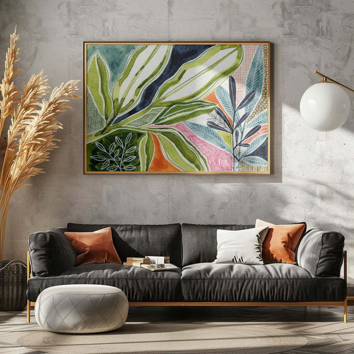 Layered Botanical Watercolour - Stretched Canvas, Poster or Fine Art Print - I Heart Wall Art - Poster Print, Canvas Print or Framed Art Print
