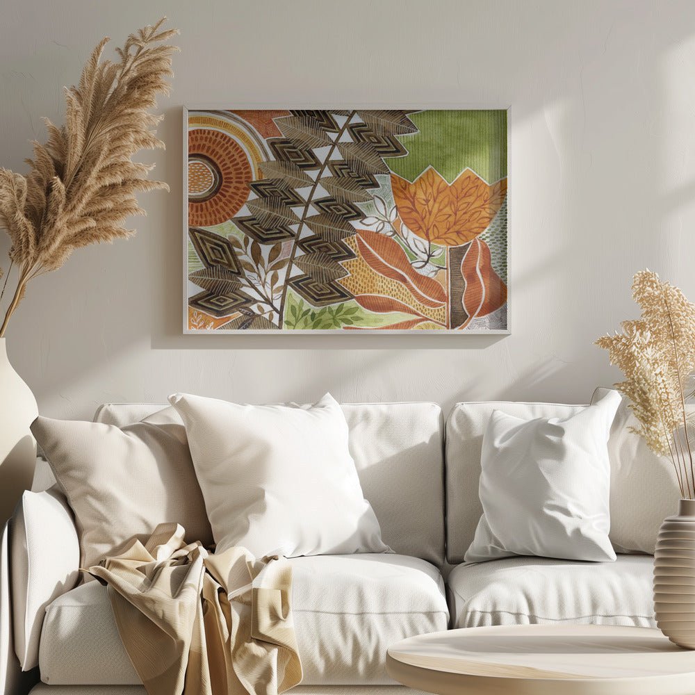 Layered Botanical Watercolour - Stretched Canvas, Poster or Fine Art Print - I Heart Wall Art - Poster Print, Canvas Print or Framed Art Print