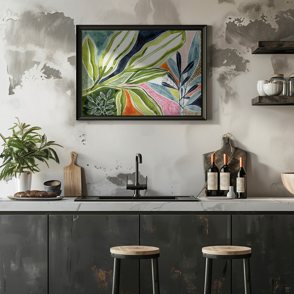 Layered Botanical Watercolour - Stretched Canvas, Poster or Fine Art Print - I Heart Wall Art - Poster Print, Canvas Print or Framed Art Print