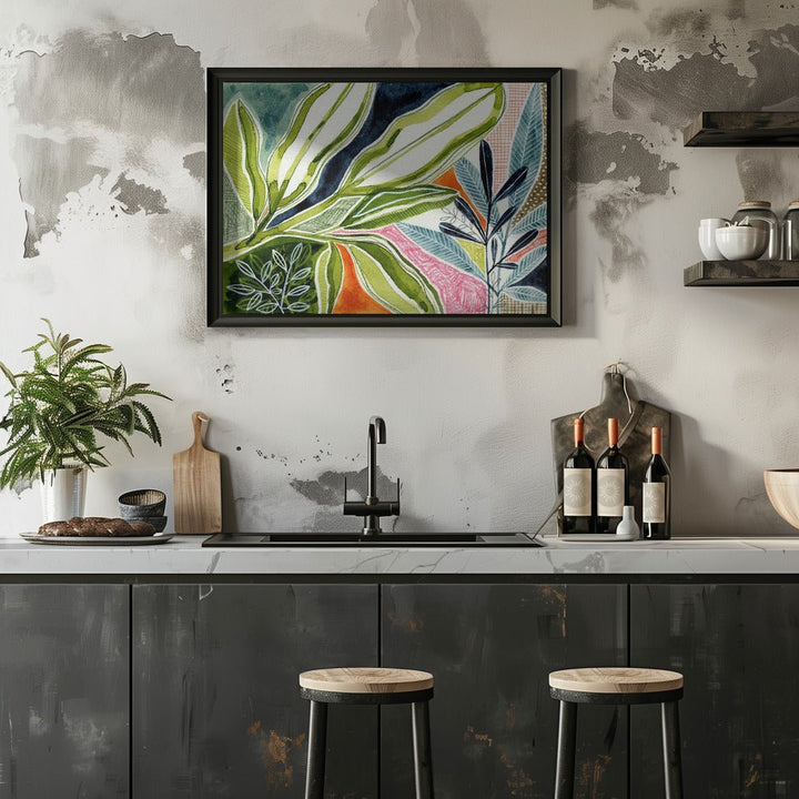 Layered Botanical Watercolour - Stretched Canvas, Poster or Fine Art Print - I Heart Wall Art - Poster Print, Canvas Print or Framed Art Print