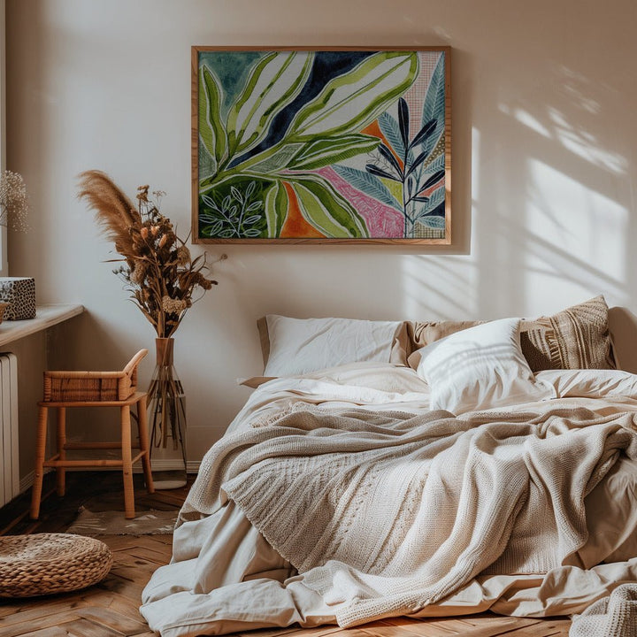 Layered Botanical Watercolour - Stretched Canvas, Poster or Fine Art Print - I Heart Wall Art - Poster Print, Canvas Print or Framed Art Print