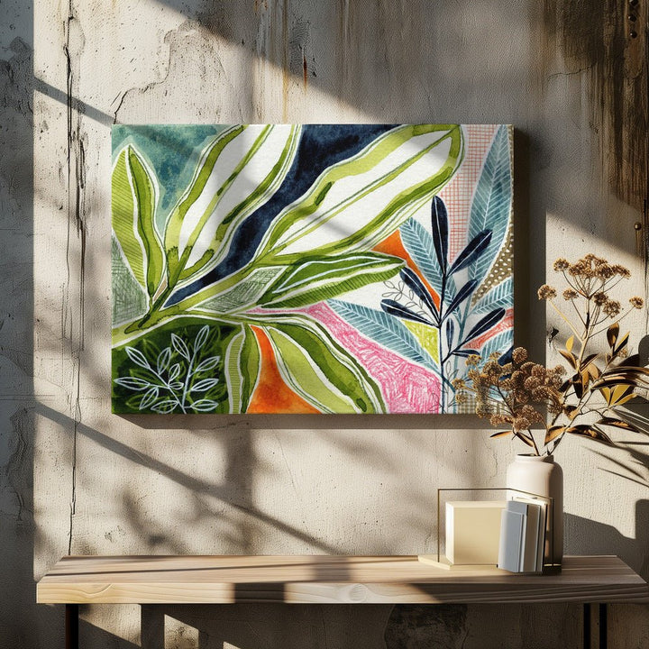 Layered Botanical Watercolour - Stretched Canvas, Poster or Fine Art Print - I Heart Wall Art - Poster Print, Canvas Print or Framed Art Print