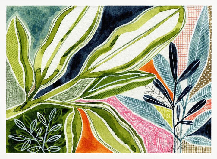 Layered Botanical Watercolour - Stretched Canvas, Poster or Fine Art Print - I Heart Wall Art - Poster Print, Canvas Print or Framed Art Print