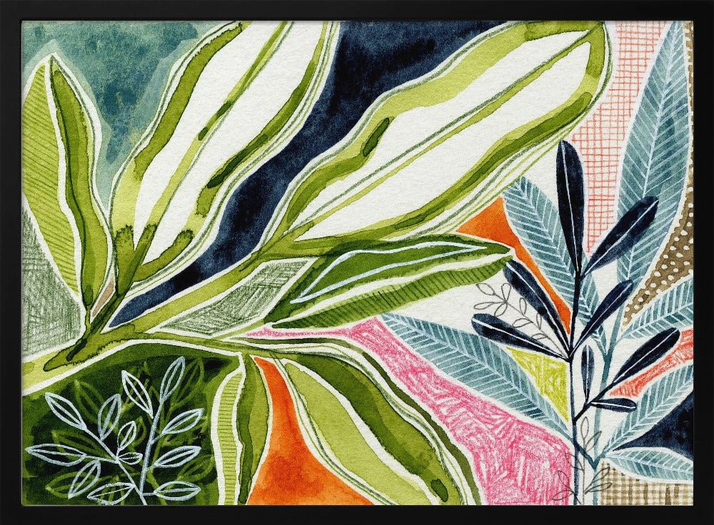 Layered Botanical Watercolour - Stretched Canvas, Poster or Fine Art Print - I Heart Wall Art - Poster Print, Canvas Print or Framed Art Print