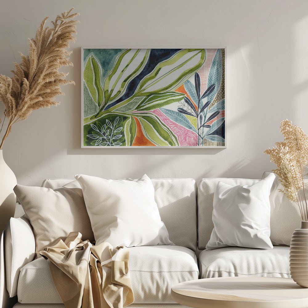 Layered Botanical Watercolour - Stretched Canvas, Poster or Fine Art Print - I Heart Wall Art - Poster Print, Canvas Print or Framed Art Print