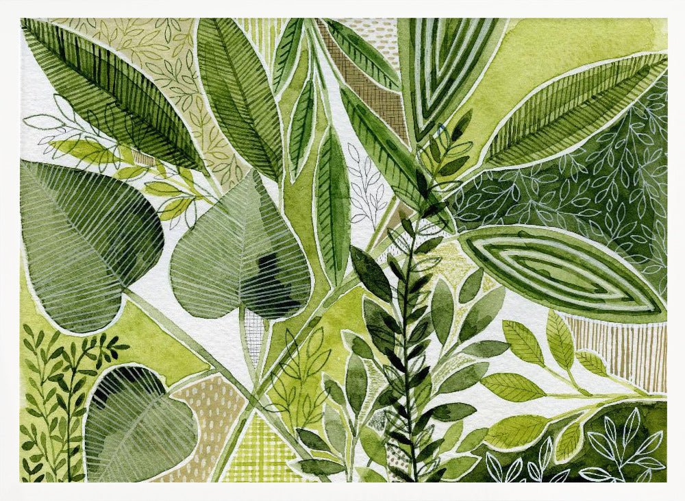 Layered Botanical Watercolour - Stretched Canvas, Poster or Fine Art Print - I Heart Wall Art - Poster Print, Canvas Print or Framed Art Print