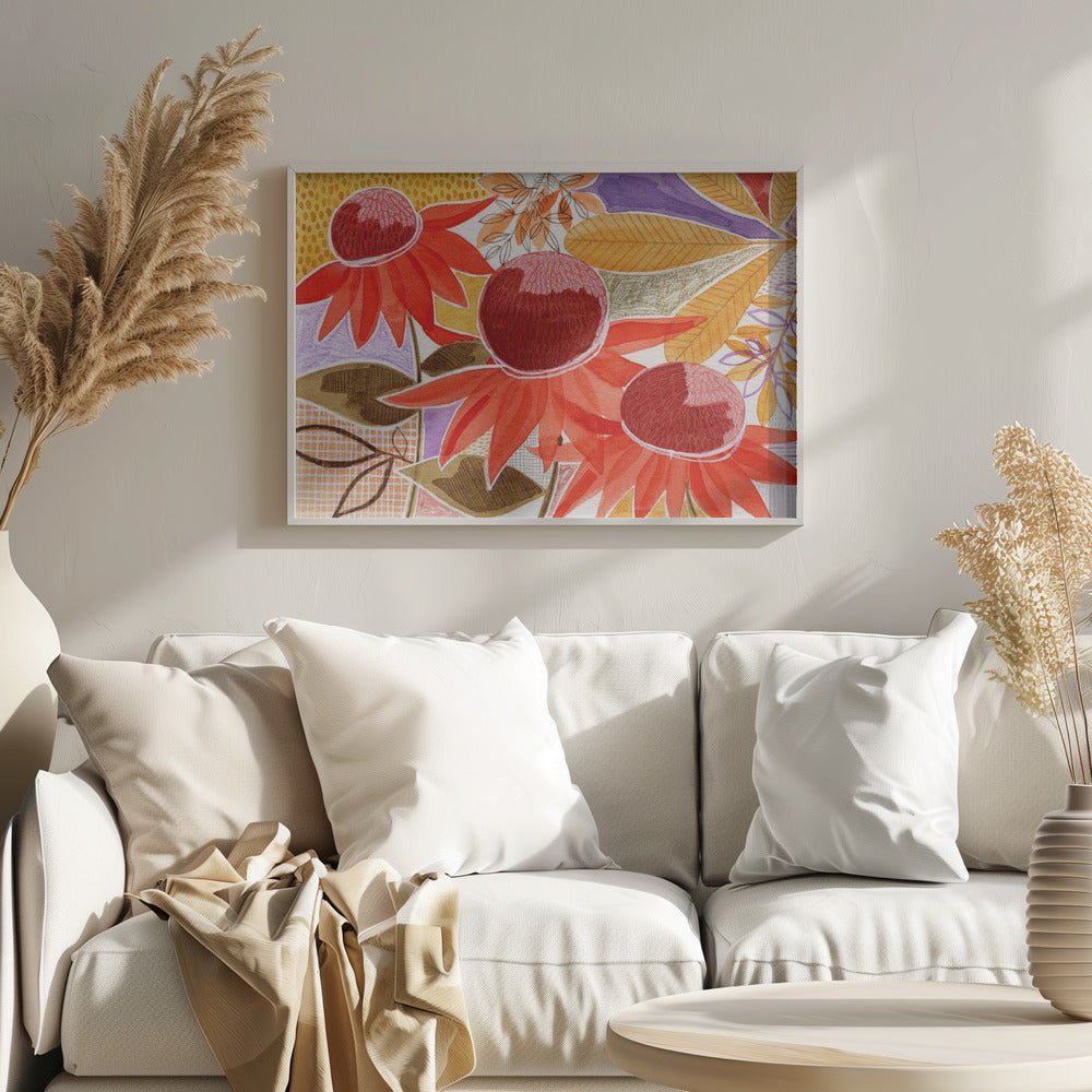 Layered Botanical Watercolour - Stretched Canvas, Poster or Fine Art Print - I Heart Wall Art - Poster Print, Canvas Print or Framed Art Print