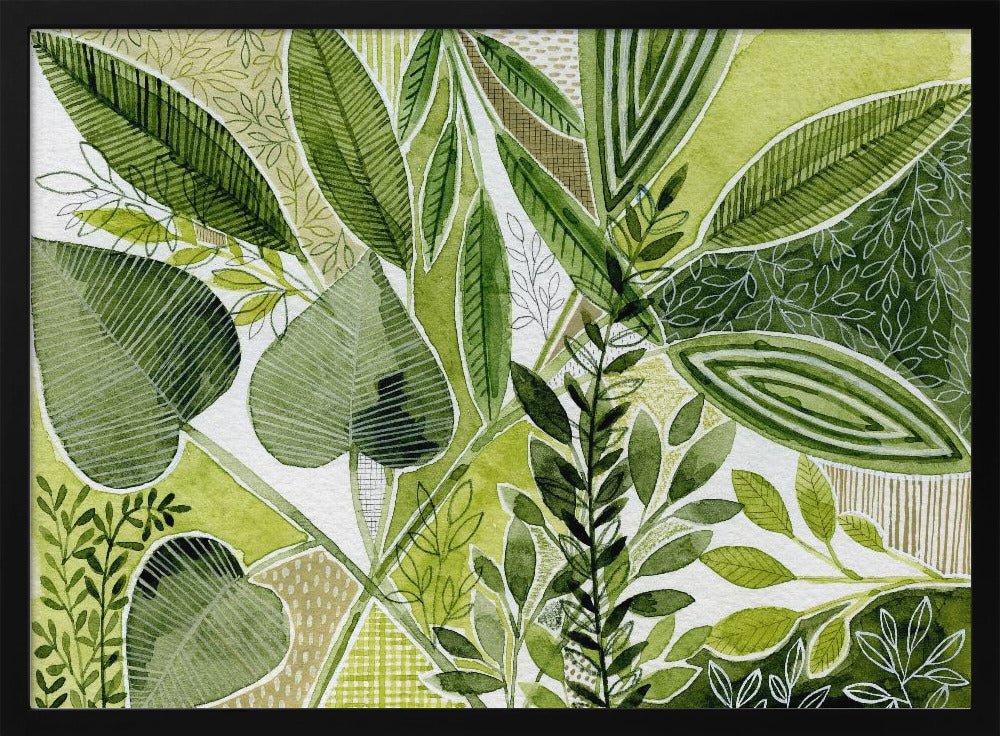 Layered Botanical Watercolour - Stretched Canvas, Poster or Fine Art Print - I Heart Wall Art - Poster Print, Canvas Print or Framed Art Print