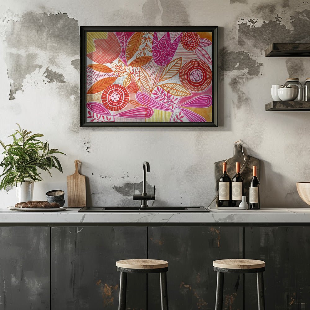 Layered Botanical Watercolour - Stretched Canvas, Poster or Fine Art Print - I Heart Wall Art - Poster Print, Canvas Print or Framed Art Print