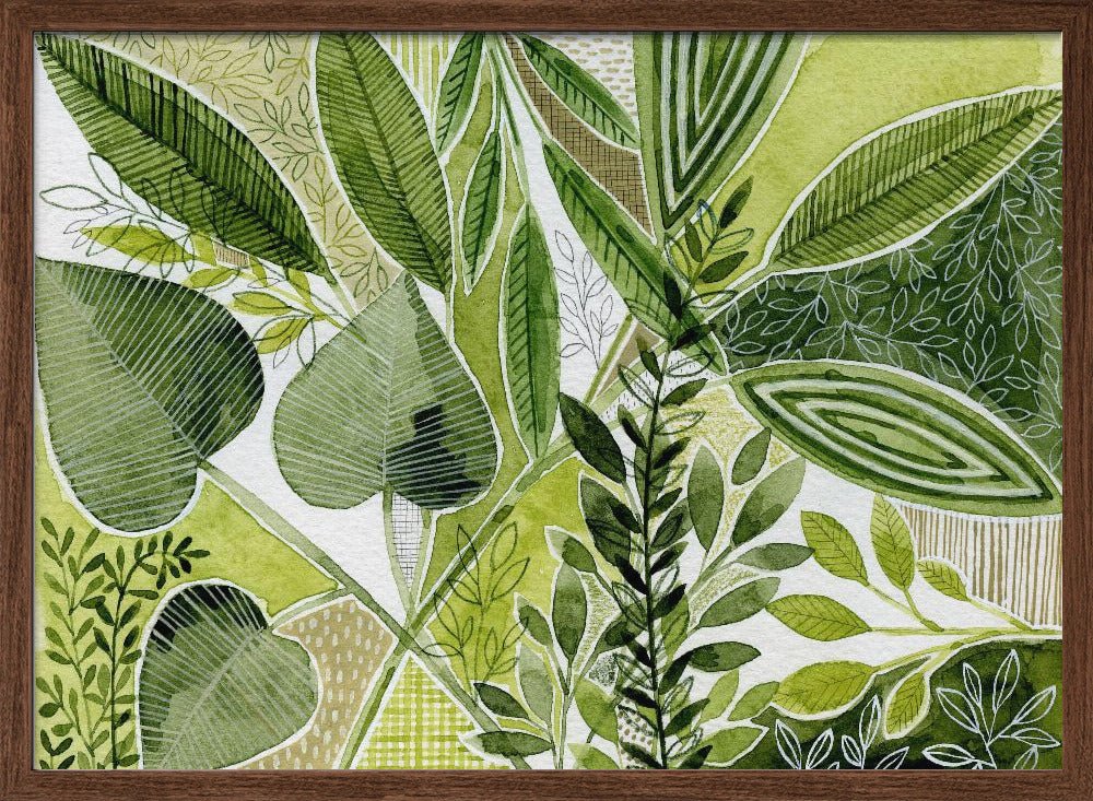 Layered Botanical Watercolour - Stretched Canvas, Poster or Fine Art Print - I Heart Wall Art - Poster Print, Canvas Print or Framed Art Print