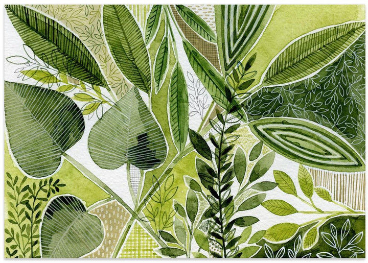 Layered Botanical Watercolour - Stretched Canvas, Poster or Fine Art Print - I Heart Wall Art - Poster Print, Canvas Print or Framed Art Print