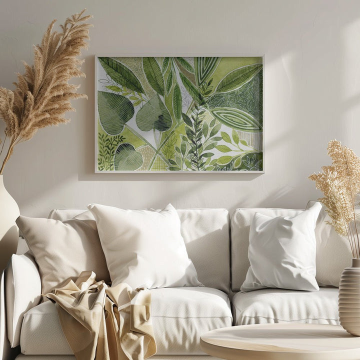 Layered Botanical Watercolour - Stretched Canvas, Poster or Fine Art Print - I Heart Wall Art - Poster Print, Canvas Print or Framed Art Print