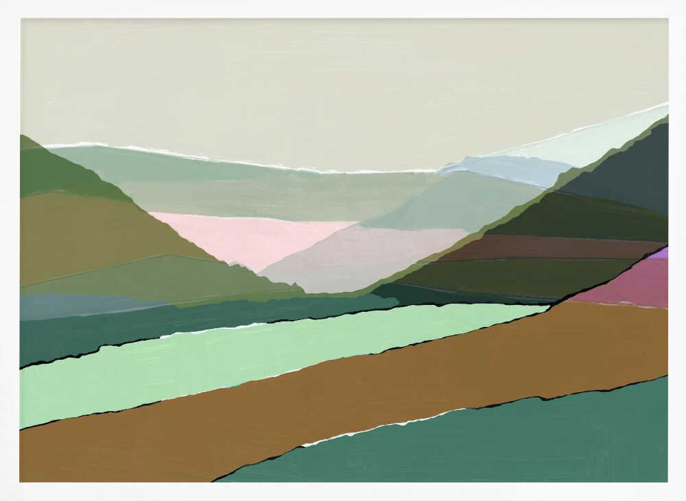 Layered Mountains And Valleys In Muted Earthy Tones - Stretched Canvas, Poster or Fine Art Print - I Heart Wall Art - Poster Print, Canvas Print or Framed Art Print