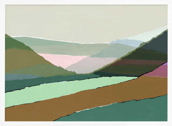 Layered Mountains And Valleys In Muted Earthy Tones - Stretched Canvas, Poster or Fine Art Print - I Heart Wall Art - Poster Print, Canvas Print or Framed Art Print