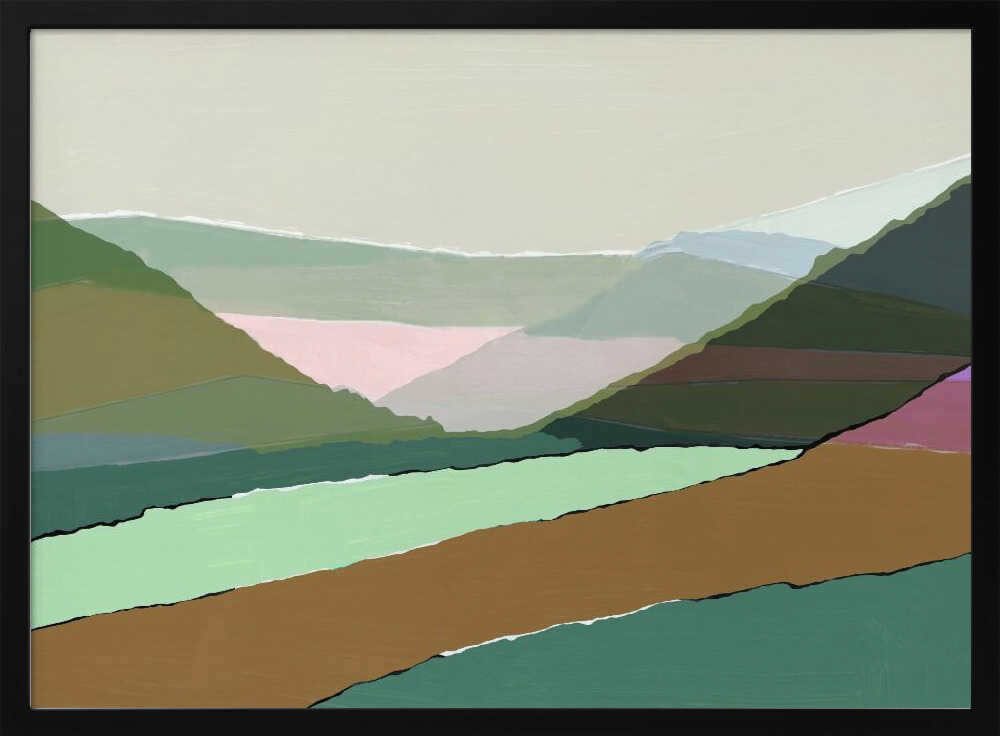 Layered Mountains And Valleys In Muted Earthy Tones - Stretched Canvas, Poster or Fine Art Print - I Heart Wall Art - Poster Print, Canvas Print or Framed Art Print