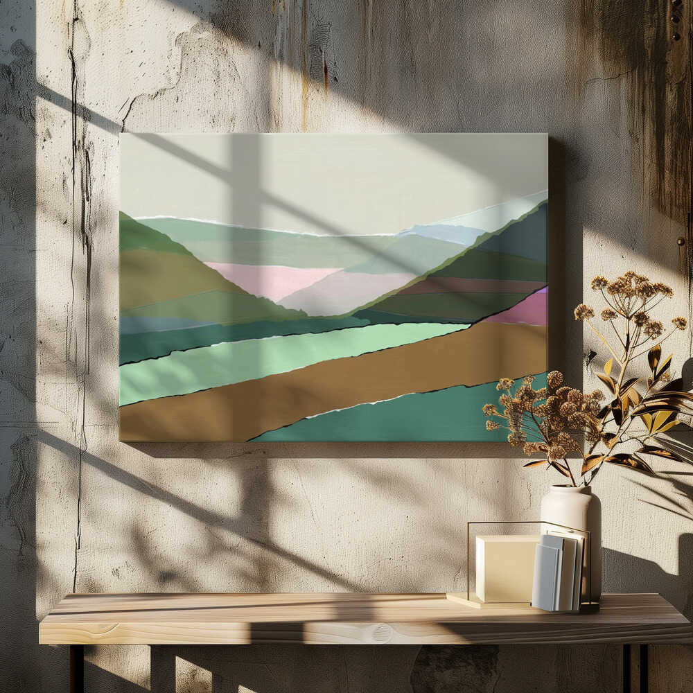 Layered Mountains And Valleys In Muted Earthy Tones - Stretched Canvas, Poster or Fine Art Print - I Heart Wall Art - Poster Print, Canvas Print or Framed Art Print