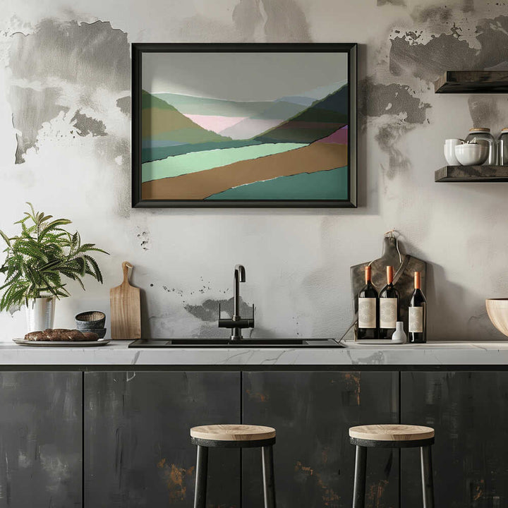 Layered Mountains And Valleys In Muted Earthy Tones - Stretched Canvas, Poster or Fine Art Print - I Heart Wall Art - Poster Print, Canvas Print or Framed Art Print