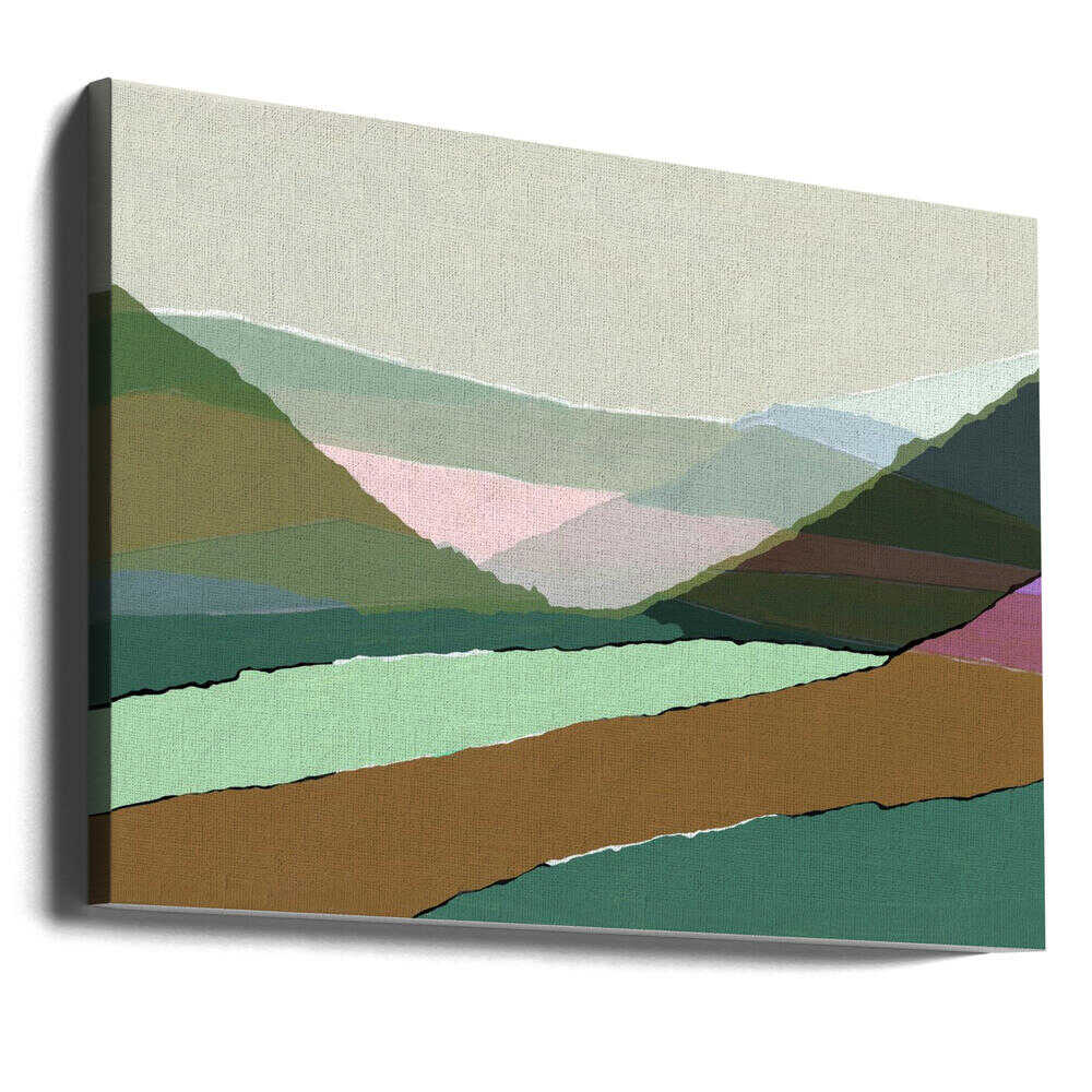 Layered Mountains And Valleys In Muted Earthy Tones - Stretched Canvas, Poster or Fine Art Print - I Heart Wall Art - Poster Print, Canvas Print or Framed Art Print
