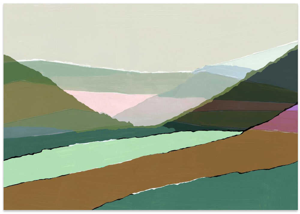 Layered Mountains And Valleys In Muted Earthy Tones - Stretched Canvas, Poster or Fine Art Print - I Heart Wall Art - Poster Print, Canvas Print or Framed Art Print