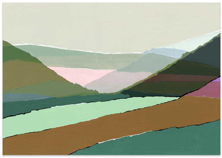 Layered Mountains And Valleys In Muted Earthy Tones - Stretched Canvas, Poster or Fine Art Print - I Heart Wall Art - Poster Print, Canvas Print or Framed Art Print