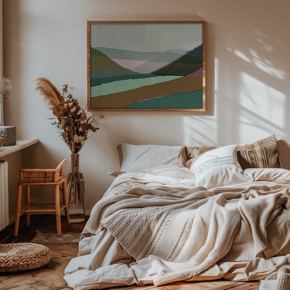 Layered Mountains And Valleys In Muted Earthy Tones - Stretched Canvas, Poster or Fine Art Print - I Heart Wall Art - Poster Print, Canvas Print or Framed Art Print