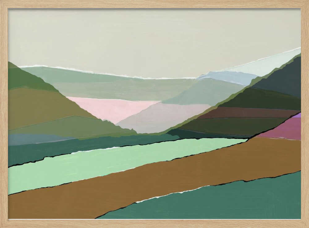 Layered Mountains And Valleys In Muted Earthy Tones - Stretched Canvas, Poster or Fine Art Print - I Heart Wall Art - Poster Print, Canvas Print or Framed Art Print