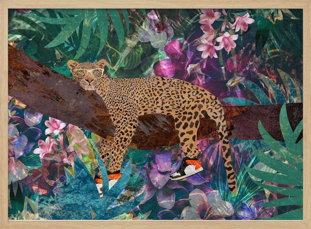 Lazy Leopard - Stretched Canvas, Poster or Fine Art Print - I Heart Wall Art - Poster Print, Canvas Print or Framed Art Print