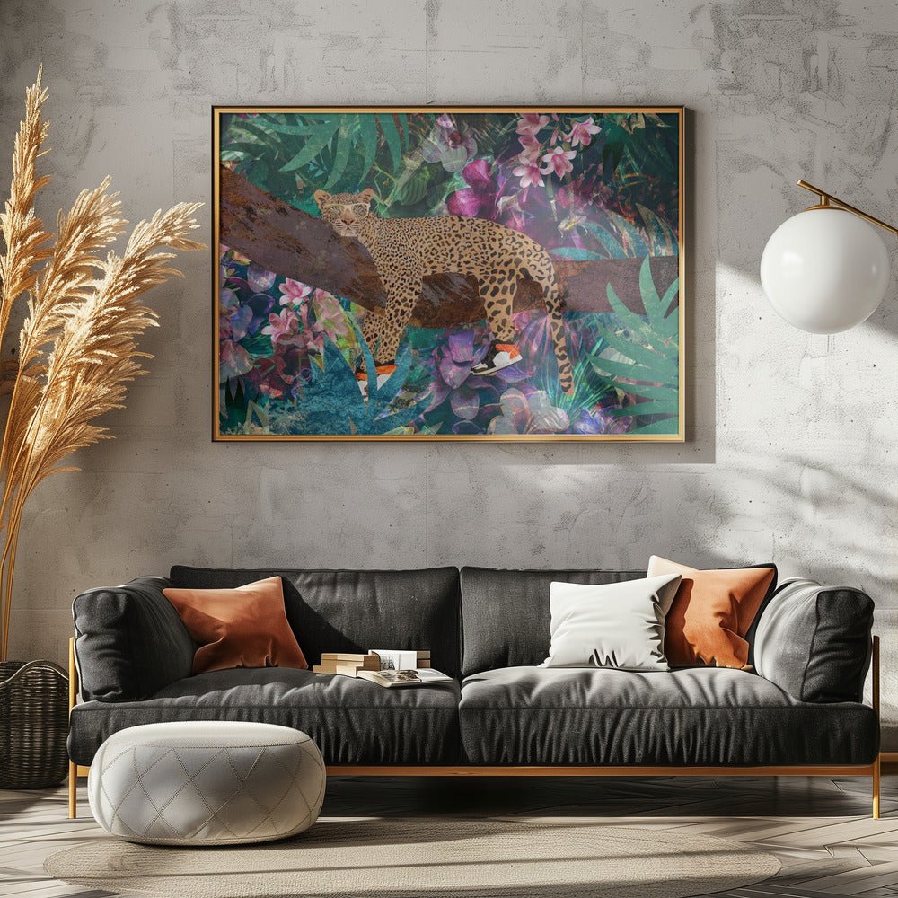 Lazy Leopard - Stretched Canvas, Poster or Fine Art Print - I Heart Wall Art - Poster Print, Canvas Print or Framed Art Print