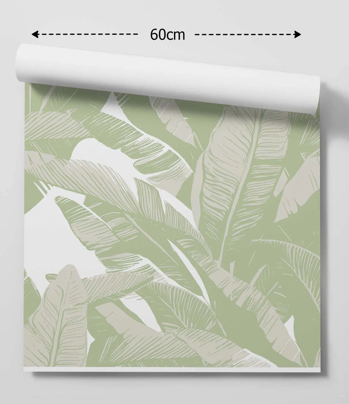 Leafy Jungle In Muted Green - Peel and Stick Removable Wallpaper - I Heart Wall Art