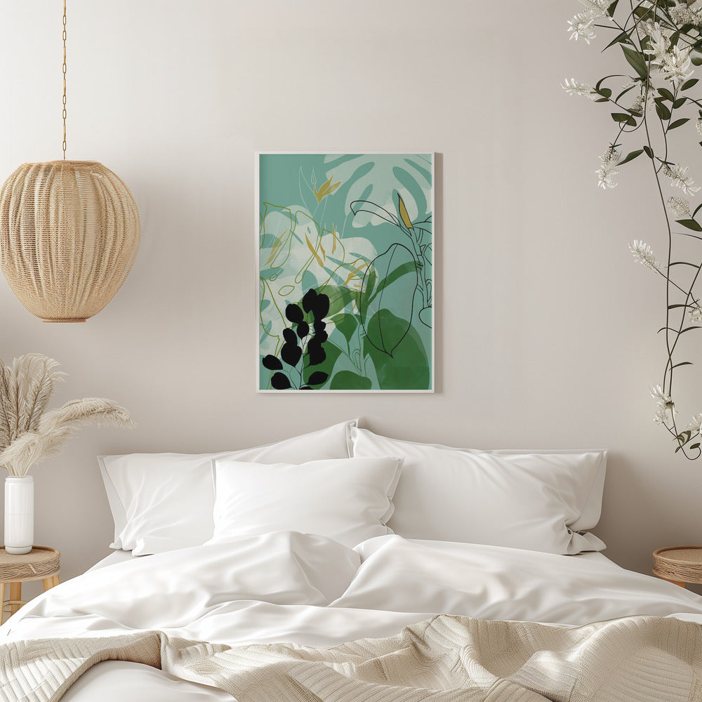 Leaves Line Boho2 - Stretched Canvas, Poster or Fine Art Print I Heart Wall Art