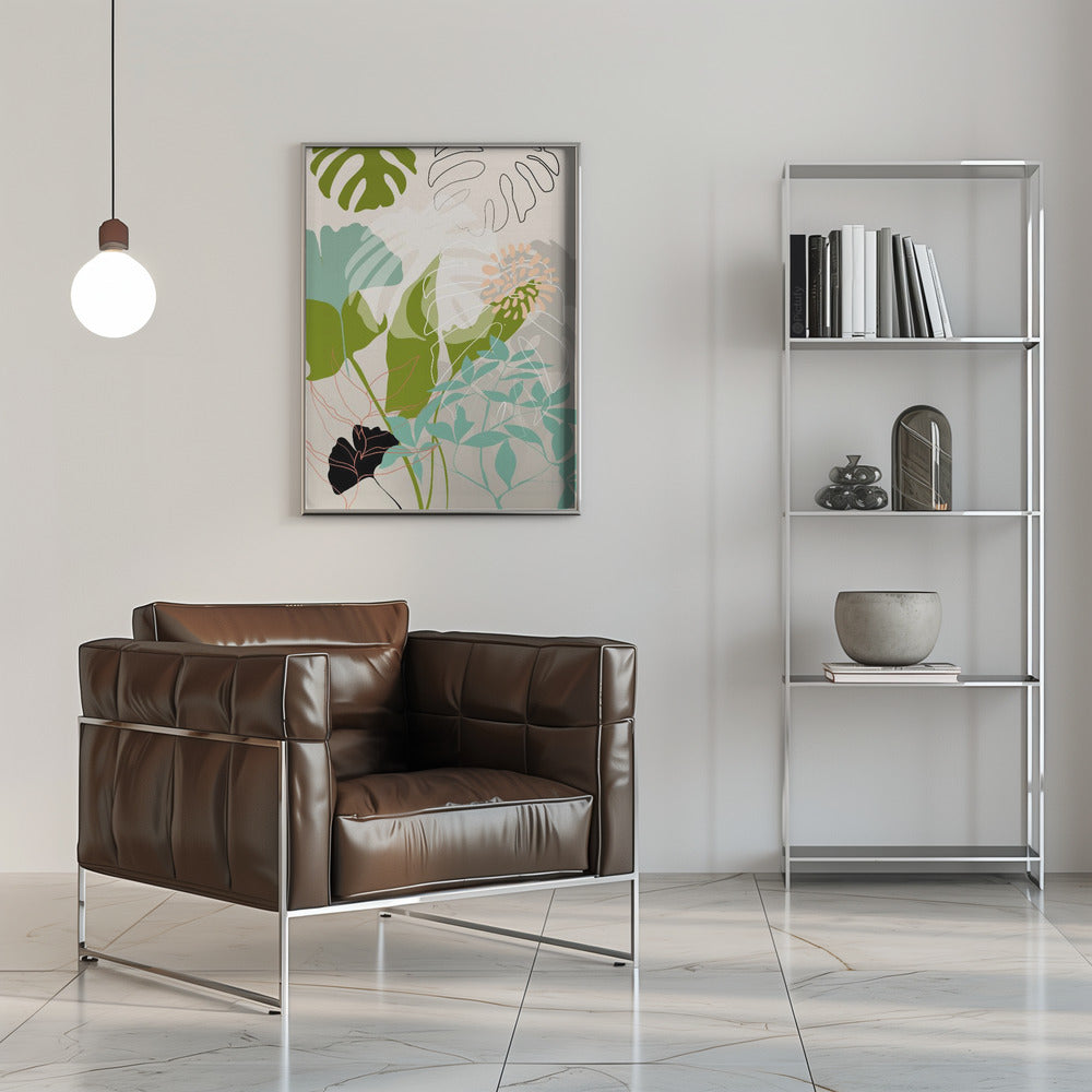 Leaves Line Boho3 Kopie - Stretched Canvas, Poster or Fine Art Print I Heart Wall Art
