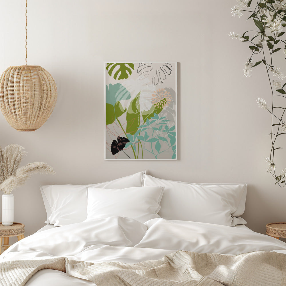 Leaves Line Boho3 Kopie - Stretched Canvas, Poster or Fine Art Print I Heart Wall Art